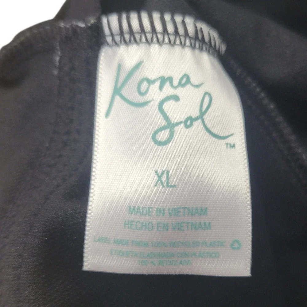 Kona Sol Womens XL Medium Coverage One Piece Swimsuit Grey Green Zebra Print NWT